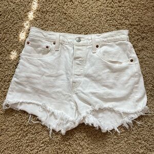 White Levi Jean Shorts